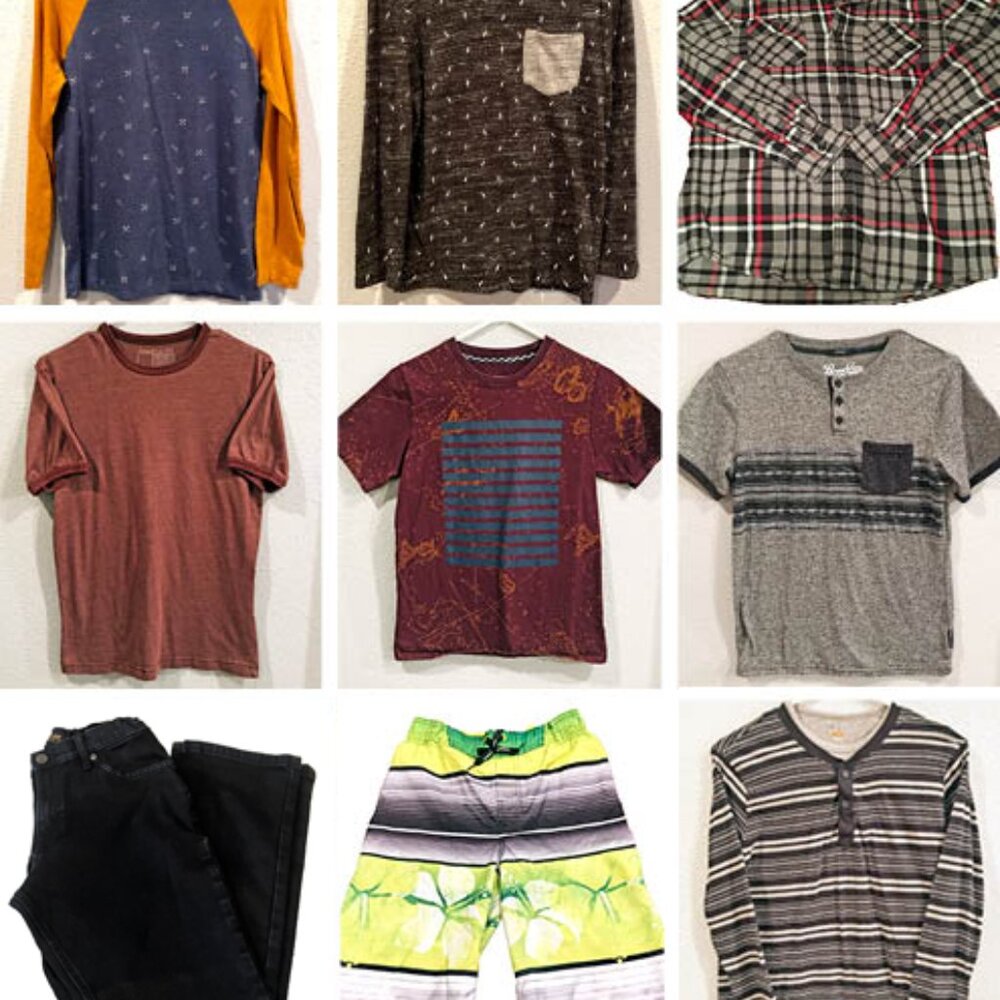Boy's Assorted Bundle; Shirts, Swim, Jeans. Sizes Vary